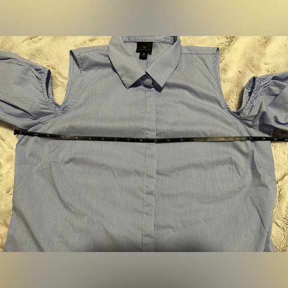 Worthington Light Blue Cold Shoulder Button Down Collar Shirt - Picture 9 of 11